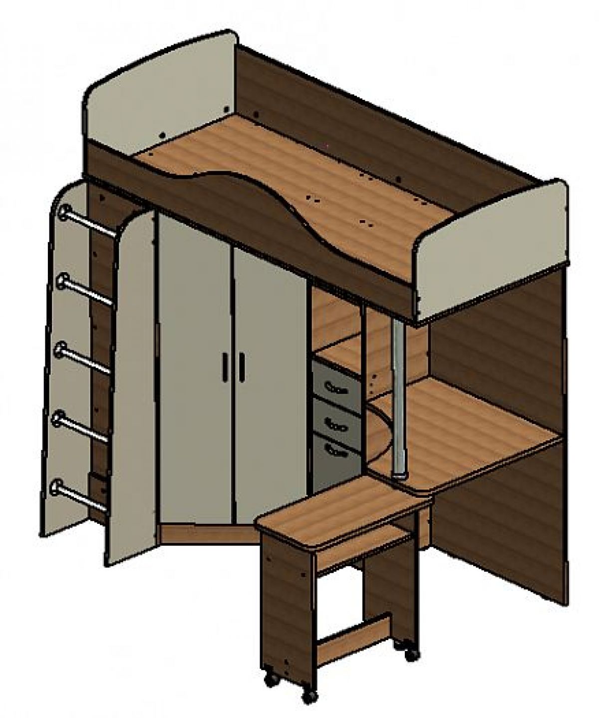 Кровать-чердак "Теремок-1" Дуб молочный/Розовый | фото 3