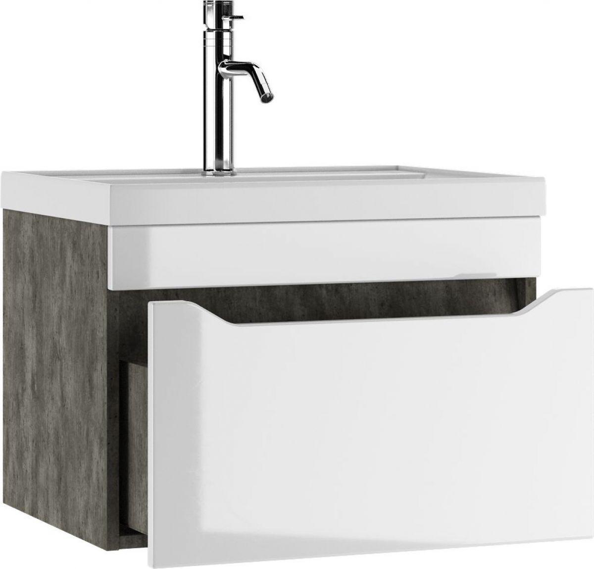 Тумба подвесная под умывальник "UNIT 60" Ева с одним ящиком В1 Бетон Айсберг (DA5905T) | фото 3