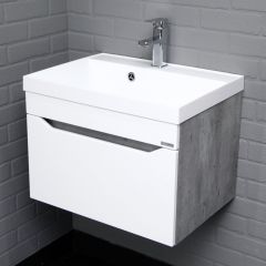 Тумба подвесная под умывальник "UNIT 60" Ева с одним ящиком В1 Бетон Айсберг (DA5905T) | фото 5