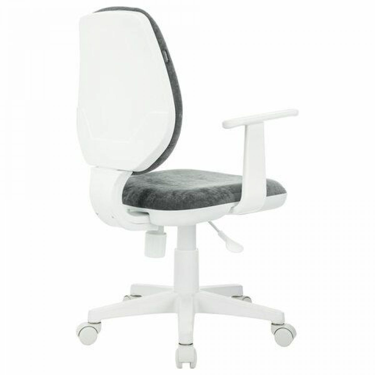 Кресло детское BRABIX "Fancy MG-201W", с подлокотниками, пластик белый, велюр, серое, 533010 | фото 4