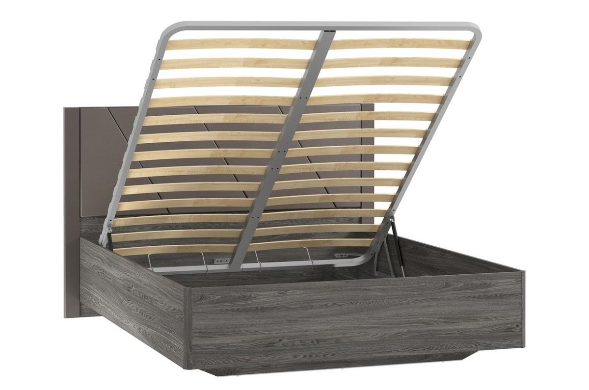 Спальня Summit Кровать (1800х2000) НМ 040.71-01 с основанием и ПМ (Софт Графит/Ясень Анкор темный) | фото 2