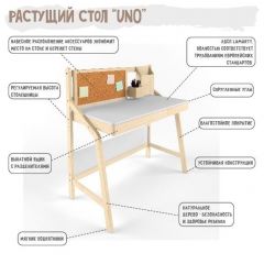 Комплект растущий стол «UNO» и стул «Робин Wood» с чехлом 38 попугаев (Комбо серый, Без покрытия, Клетка) с аксессуарами (Бумажница, Карандашница, Органайзер) | фото 7