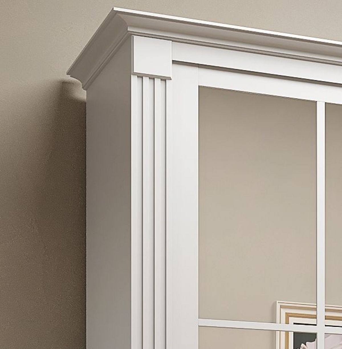 Шкаф-купе 2150 серии NEW CLASSIC K4+K4+K4+B22+PL4(по 2 ящика лев/прав+F обр.штанга) профиль «Капучино» | фото 4