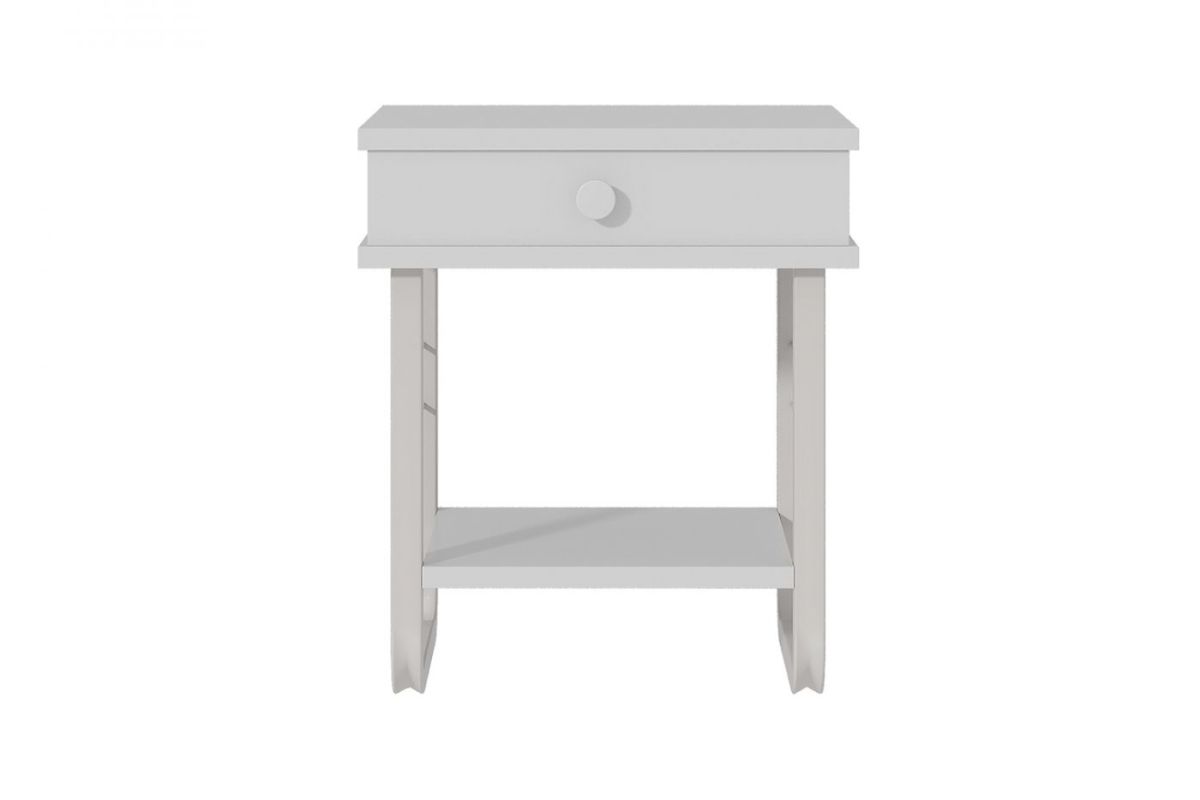 Тумба прикроватная "Грета" с коваными элементами, ЛДСП белый/металл белый | фото 2