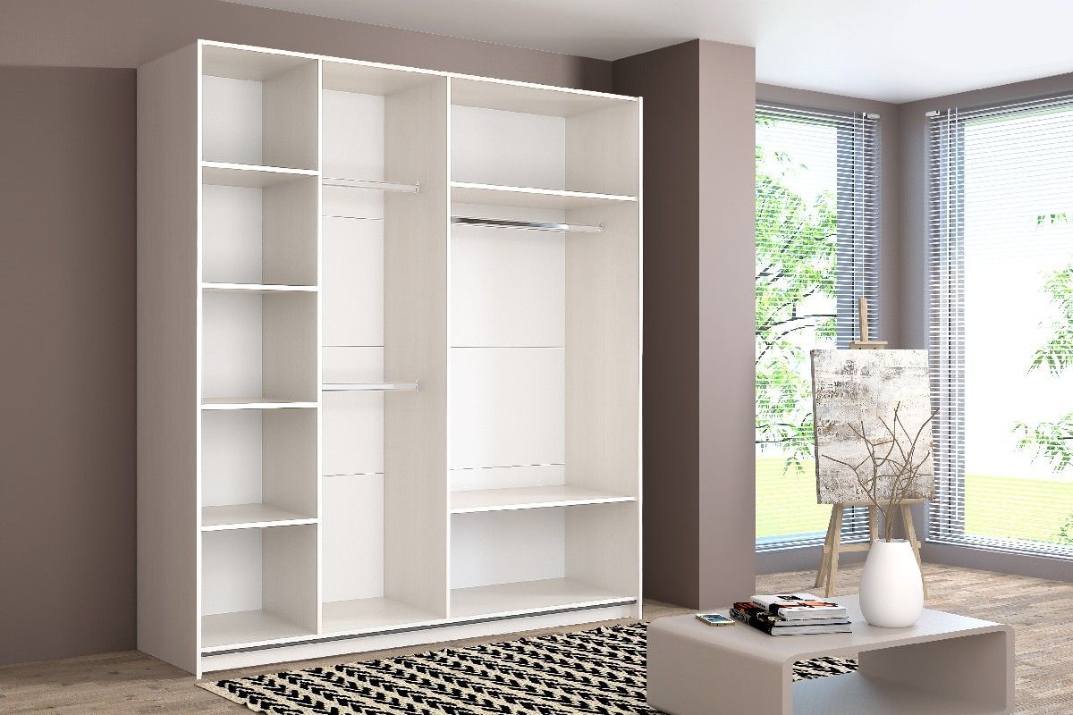 ИННЭС-5 Шкаф-купе 2-х дв. 2000 (2дв. Ф3 - бодега белая вставка экокожа белая) | фото 2