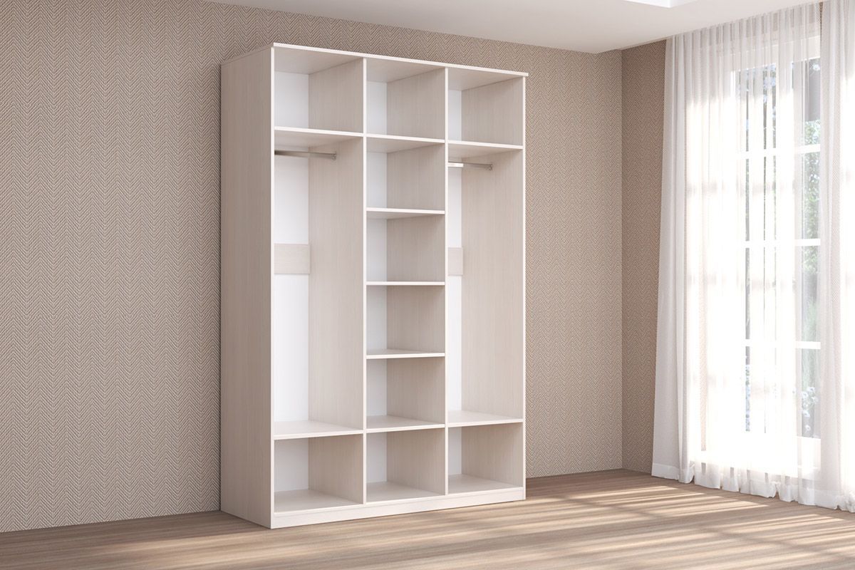 Кэт-4 Шкаф 3-х створчатый 1 зеркало (Бодега белая/Экокожа Caiman белый) | фото 2