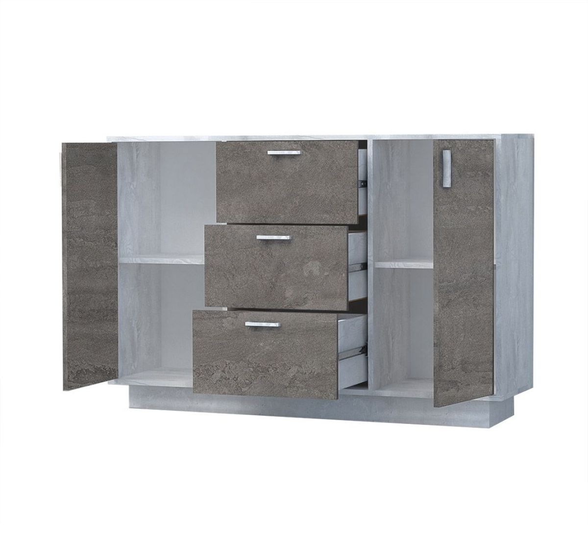 Эго К-2 Комод с 3мя ящ, 2 дв (бетон светлый/камень темный) цоколь | фото 2