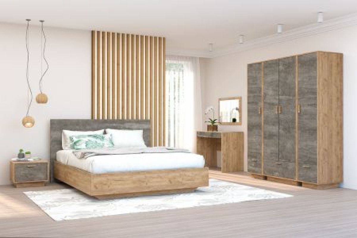 Модульная Спальня Эго (дуб крафт золотой/камень темный) цоколь | фото 2