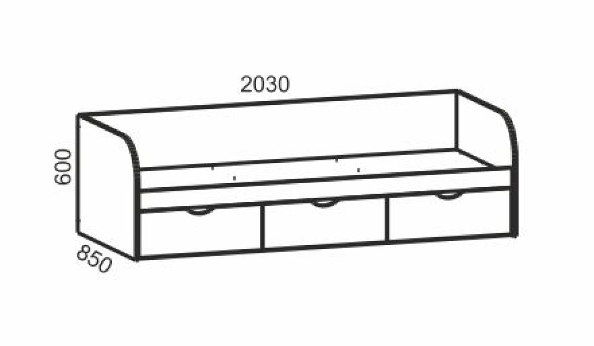 Киви №3 Кровать с ящиками (ЛДСП молочный дуб/лайм) | фото 2