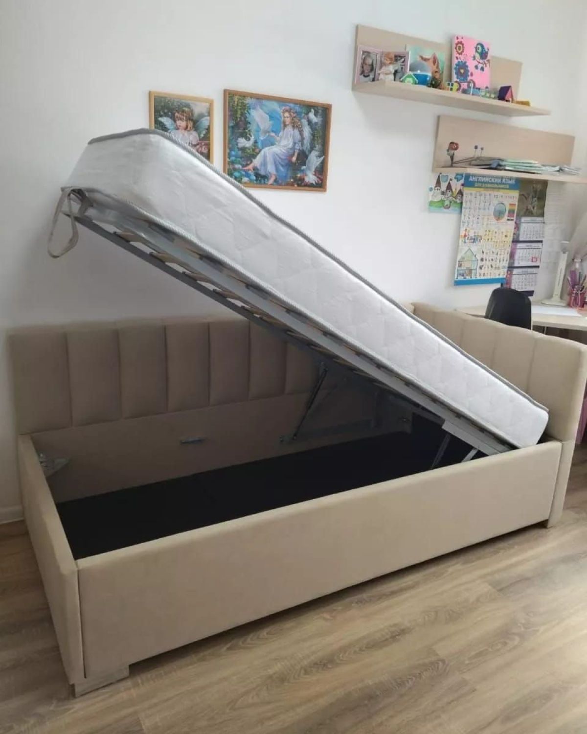 Кровать угловая Виола интерьерная +основание/ПМ/бельевое дно (120х200) | фото 4