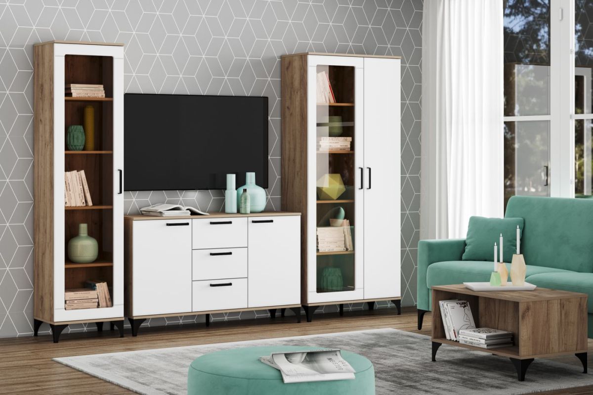 Шкаф-пенал НМ 013.06 "Марсель" (Меренга/Дуб Крафт Табачный) | фото 3