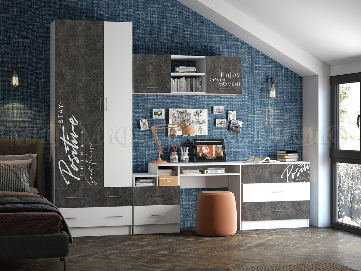 ВЕГА NEW Позитив Стол компьютерный (Бетон темный/белый) | фото 2