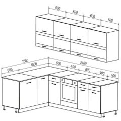 ТЕХНО Кухонный гарнитур угловой 2,4х1,6 м Компоновка №4 | фото 6