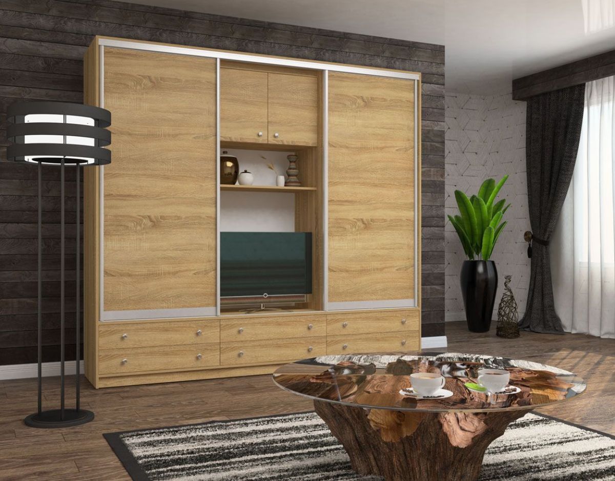 Шкаф-купе Галина с нишей под ТВ 3000 ЛДСП (монорельс) ЛДСП 2 кат. | фото 5