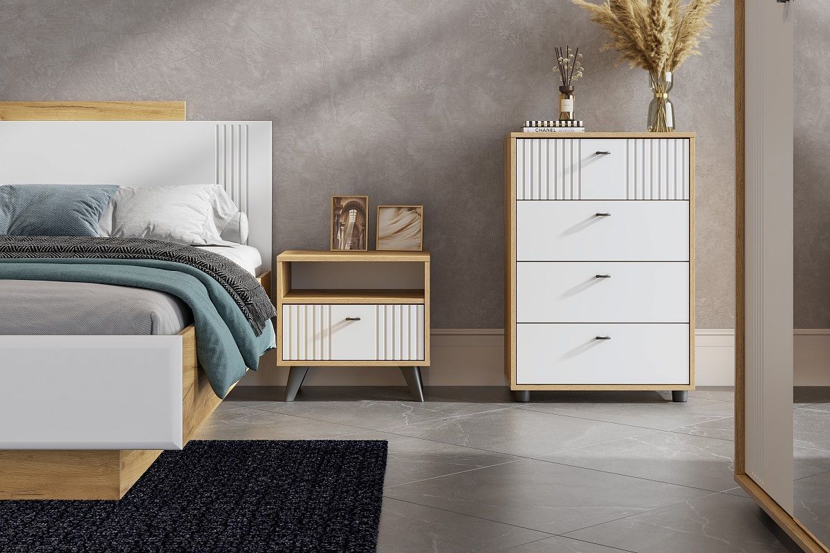 МИЛАН Спальня (Дуб Золотой/Белый матовый) | фото 2