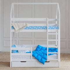 Кровать-домик двухъярусная 80*160 Белый | фото 5