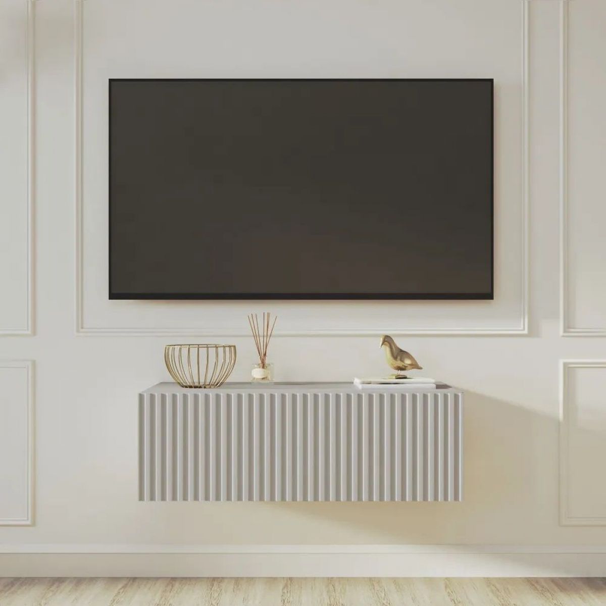 Тумба подвесная под ТВ LINES MTV3-MA 900 Бежевый (Леда-М 10.1.5) | фото 9