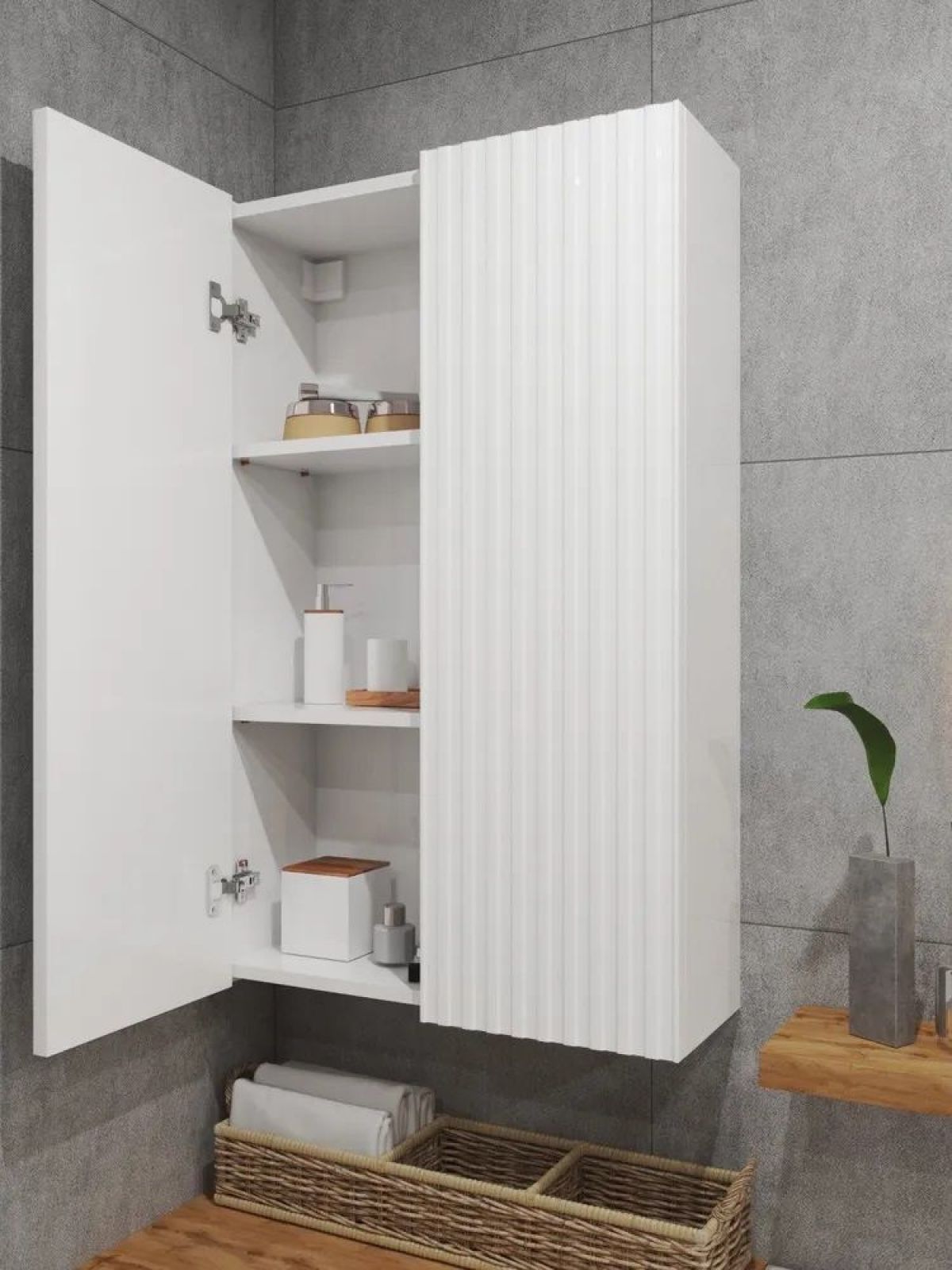 Шкаф навесной для ванной MH4-MA 600х960 (Белый-М 10.1.1) Белый глянец | фото 2