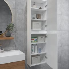 Шкаф пенал навесной для ванной MH11-MA 450х1548 (Белый-М 10.1.1) Белый глянец | фото 3