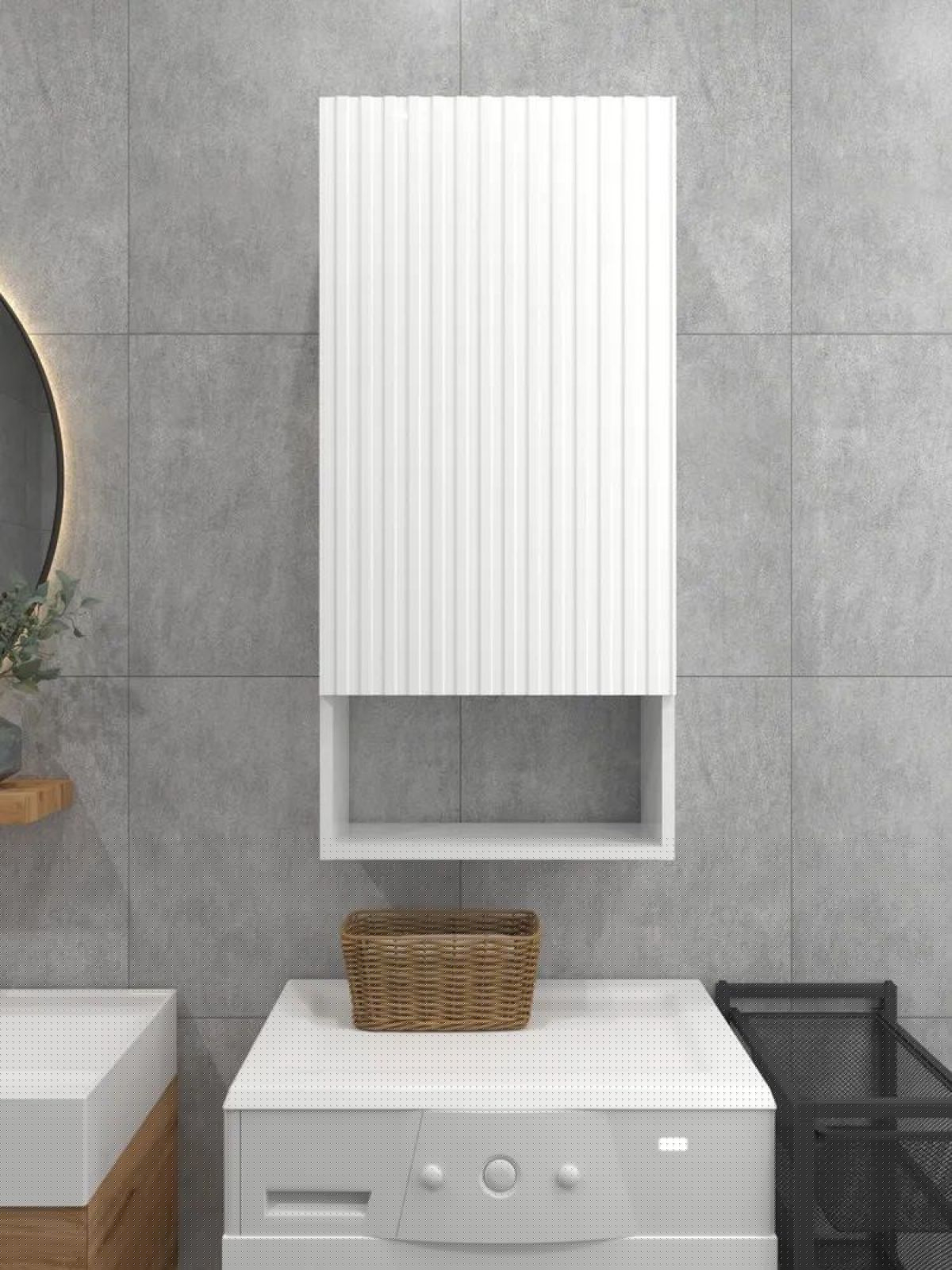 Шкаф навесной для ванной MH24-MA 450х960 (Белый-М 10.1.1) Белый глянец | фото 2