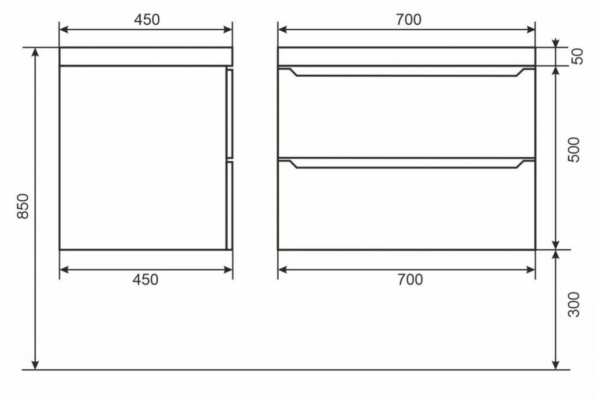 Тумба под раковину Uperwood Tanos 70 см, подвесная, белая/графит | фото 6