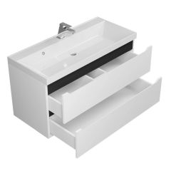 Тумба под раковину Uperwood Tanos 100 см, подвесная, белая/графит | фото 2