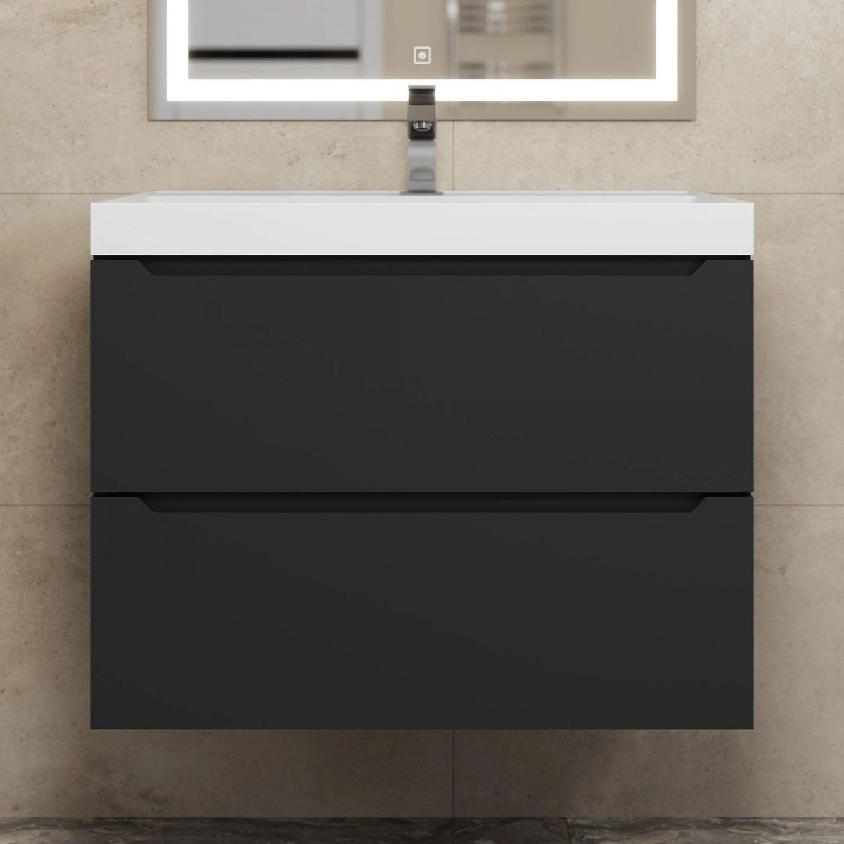 Тумба под раковину Uperwood Tanos 70 см, подвесная, черная матовая | фото 8