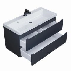 Тумба под раковину Uperwood Tanos 100 см, подвесная, черная матовая | фото 2