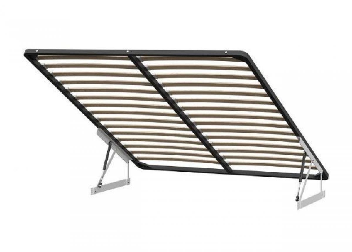 Кровать двойная №2 (универсальная 1.4х2.0) Серия 2 + основание с ПМ (Белый/Серый ткань/Квадро Серый ткань) | фото 2