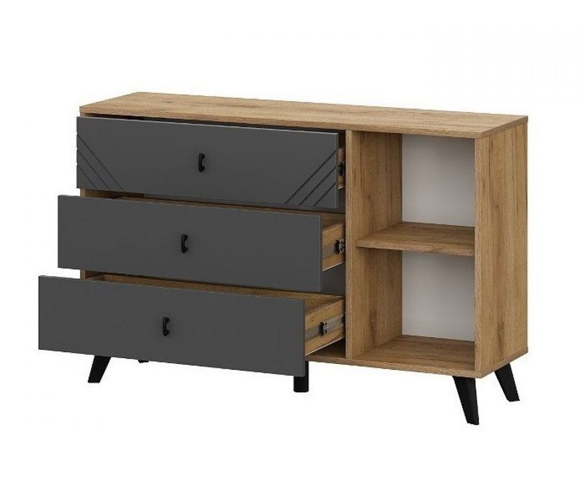 БАЙКАЛ Комод 3 ящика (со створкой) Графит/Дуб золотой | фото 4