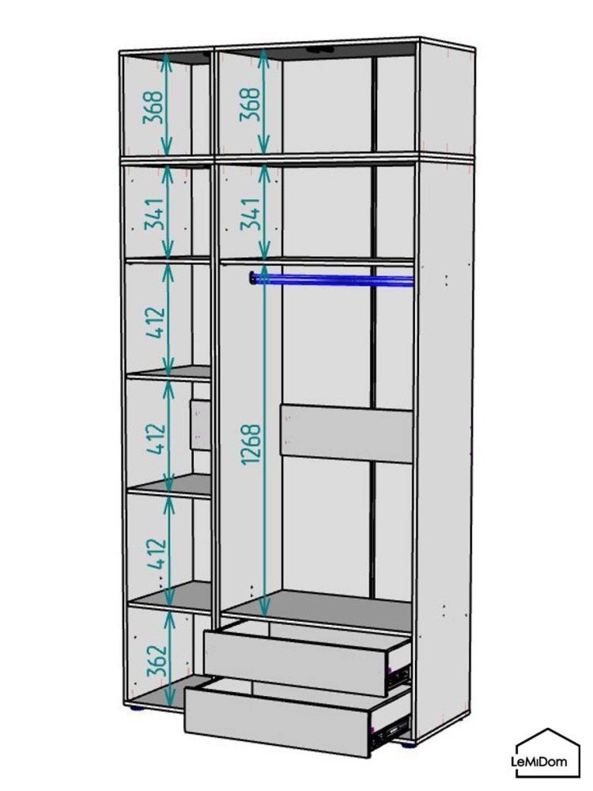 Шкаф с антресолью Linnea MHR-3A-2 2450х1200х510 (Графит-М 11.1.25) | фото 3