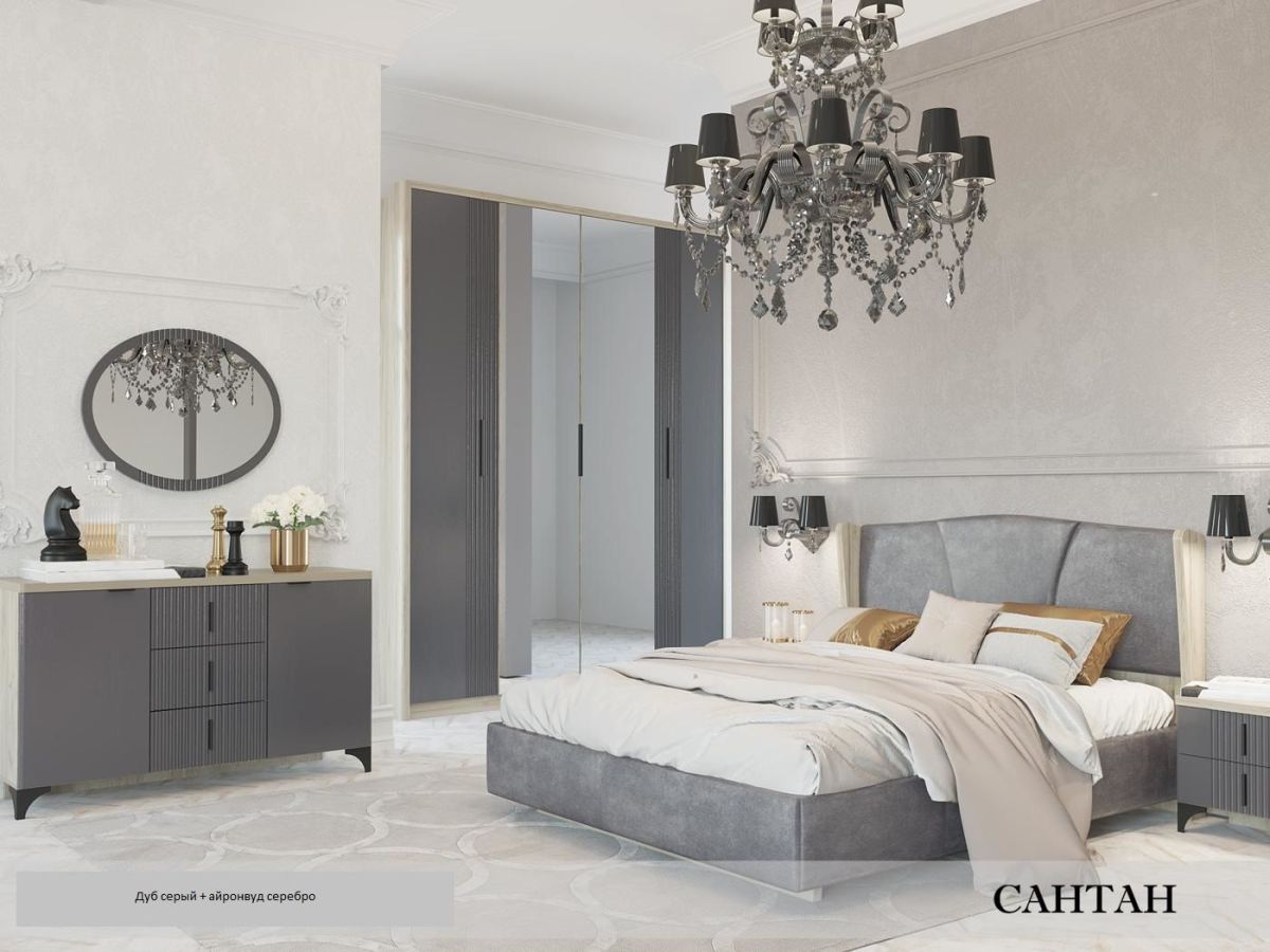 ШЕР Спальный Гарнитур (модульный) Дуб серый/Айронвуд серебро | фото 2