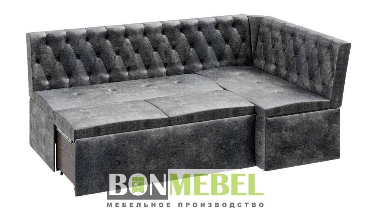 Скамья угловая со спальным местом "Квадро" тип 1 Классик исп. 2 (темно-серая) | фото 2